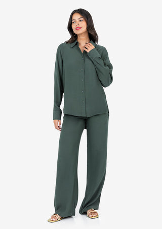 Women's Split Hem Shirt Ivy Green FINAL SALE