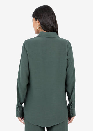Women's Split Hem Shirt Ivy Green FINAL SALE
