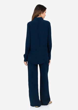 Women's Split Hem Shirt Midnight Navy FINAL SALE