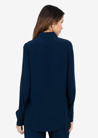 Women's Split Hem Shirt Midnight Navy FINAL SALE
