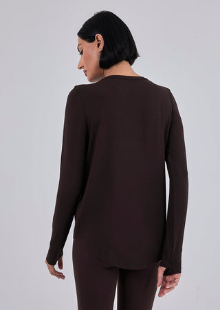 Women’s Relaxed Long Sleeve Top Dark Cocoa