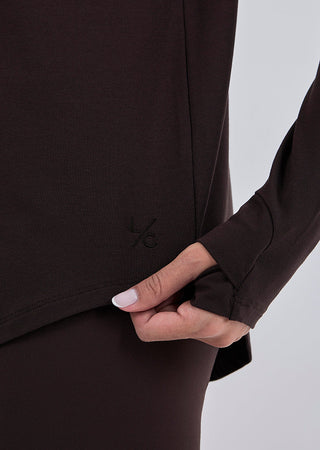 Women’s Relaxed Long Sleeve Top Dark Cocoa