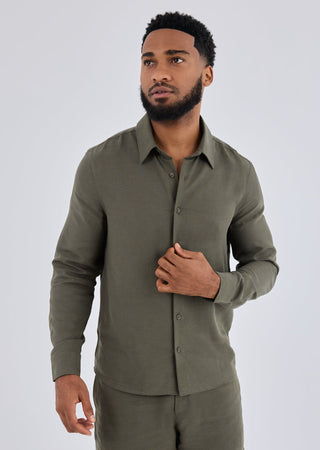 Men's Shirt Long Sleeve Khaki Green