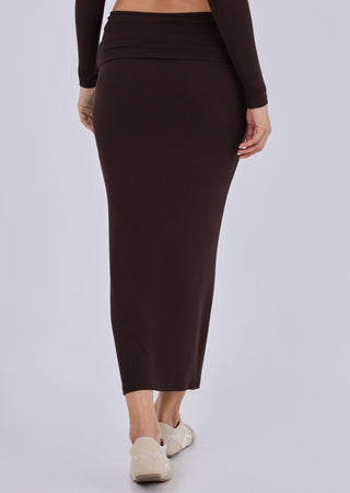 Women's Fold Waist Skirt Dark Cocoa