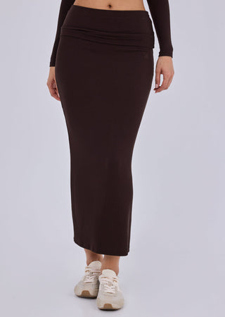 Women's Fold Waist Skirt Dark Cocoa