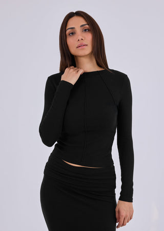Women's Slash Neck Top Black
