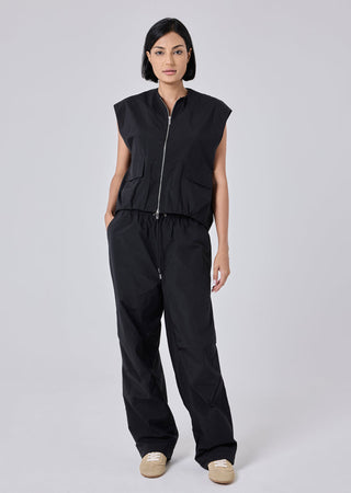 Women's Sleeveless Bomber Jacket Black