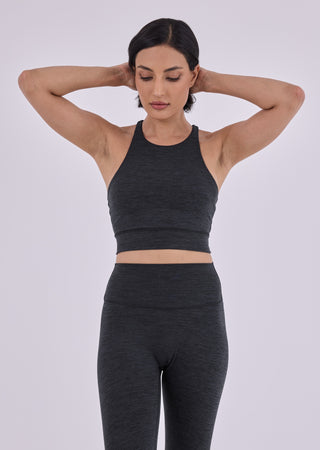 Women's Cross Back Bra Dark Grey Marl