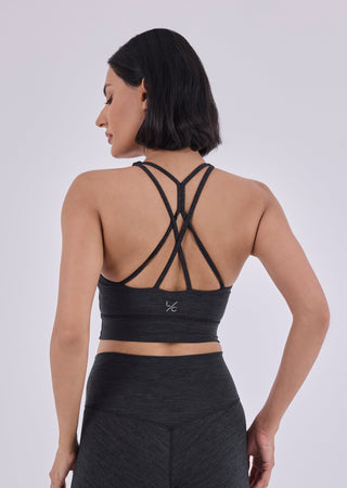 Women's Cross Back Bra Dark Grey Marl