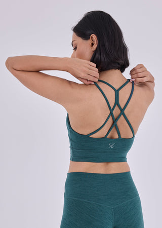 Women's Cross Back Bra Teal Marl