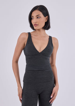 Women's V Neck Tank Dark Grey Marl