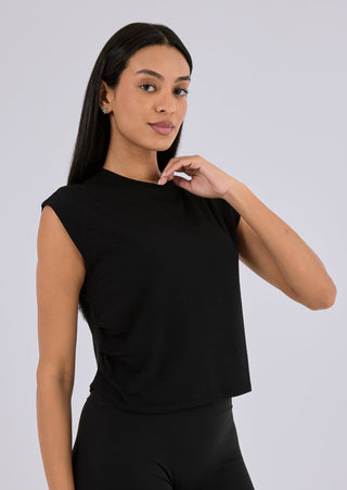 Women’s Ruched Side Tank Black