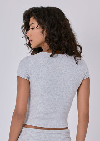 Women's Cap Sleeve Top Grey Marl