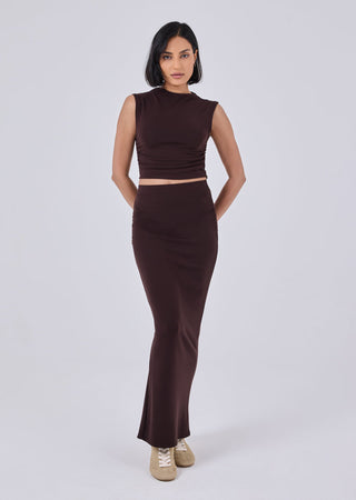 Women's Ruched Top Dark Cocoa