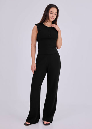 Women's Flat Waist Pant Black