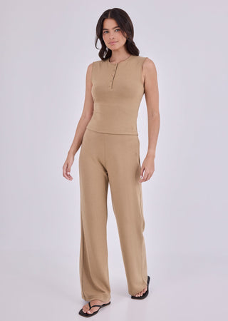 Women's Flat Waist Pant Camel