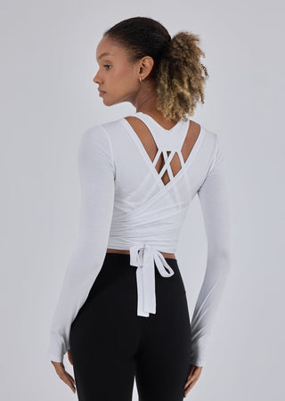 Women’s Aloe Wrap Top White