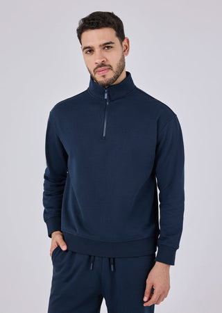 Unisex Oversized 1/2 Zip Sweater Navy Pewter