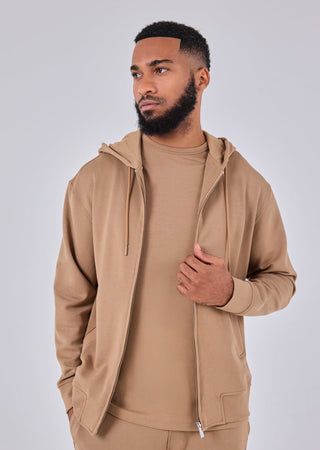Men's Zip Up Hoodie Camel